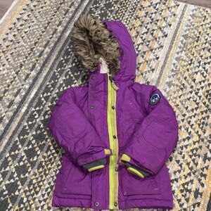 Lands' End Purple Kids Jacket with Fur Hood